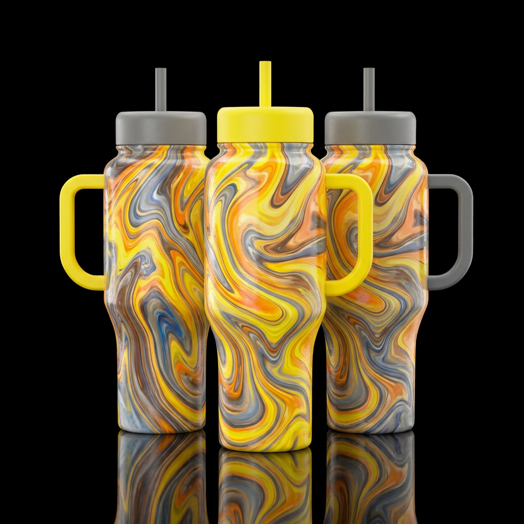 Marble swirl water bottle design