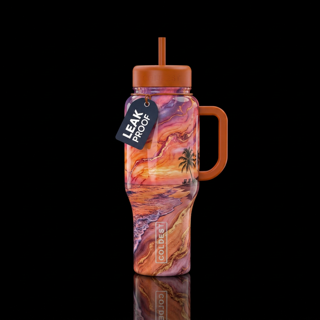 Marble sunset water bottle design