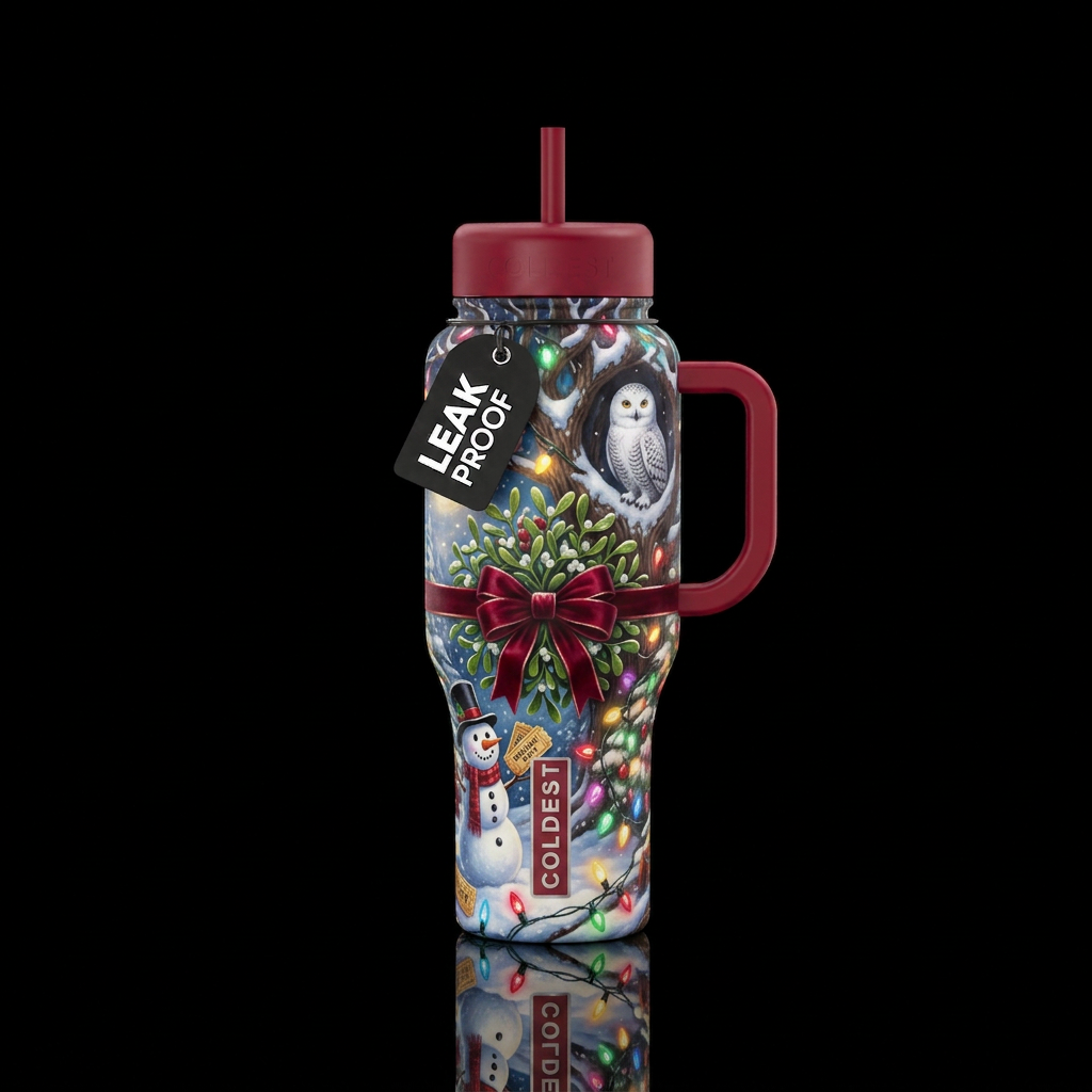Christmas owl water bottle design