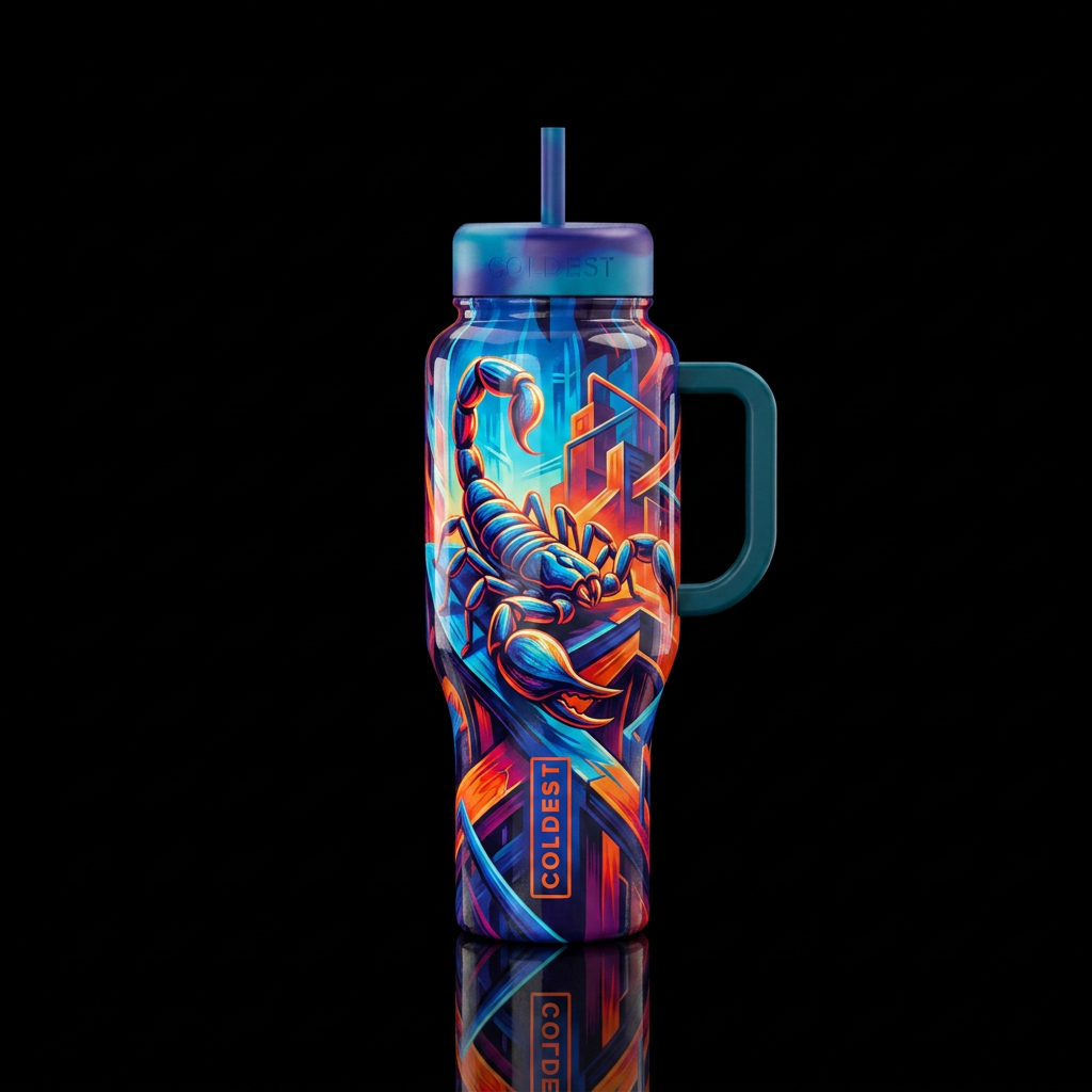 Scorpion art water bottle design