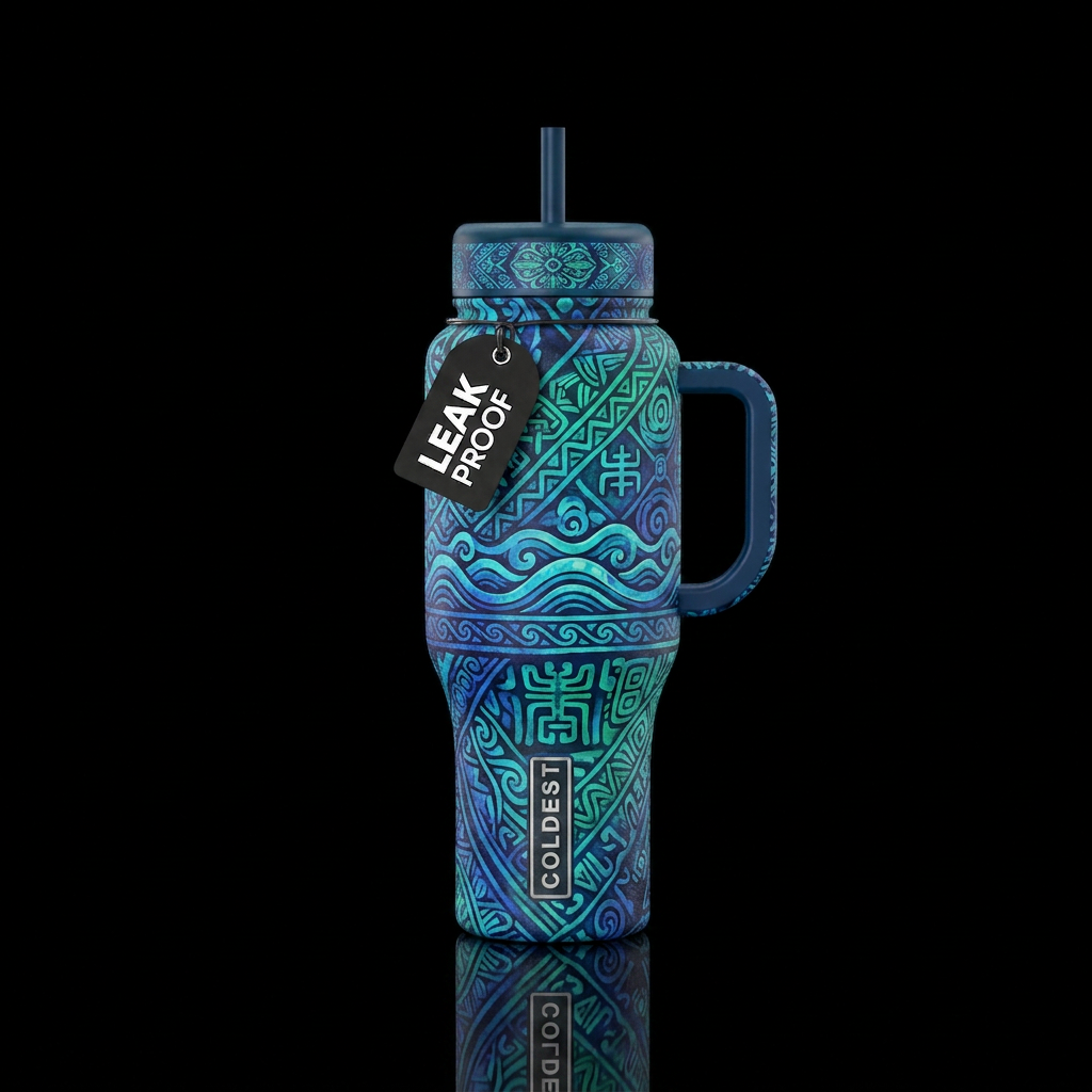batik, water bottle design