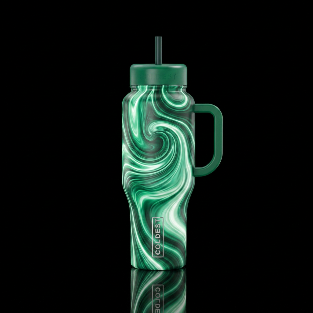 Glowie green water bottle design