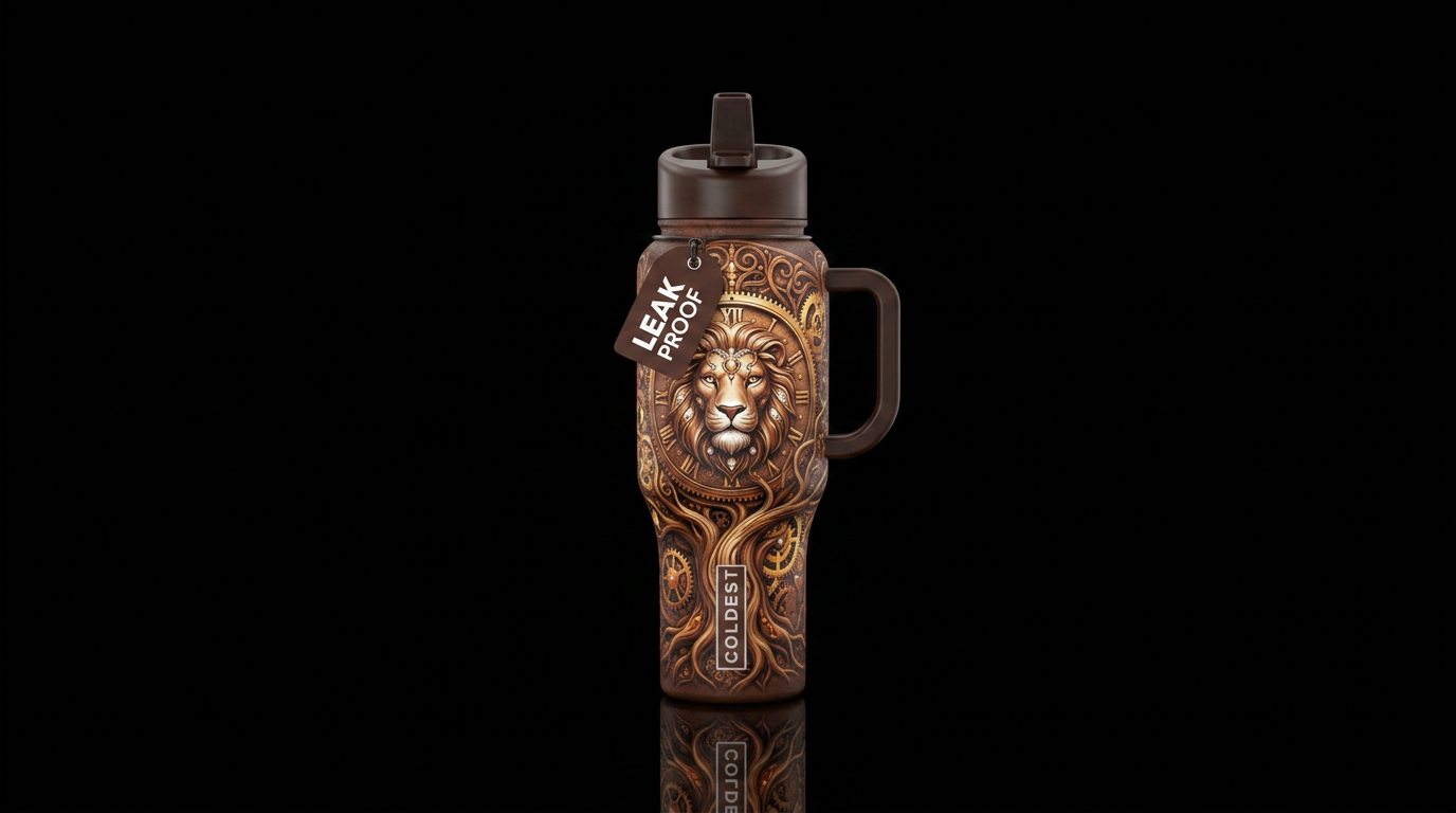 Lion steam water bottle design