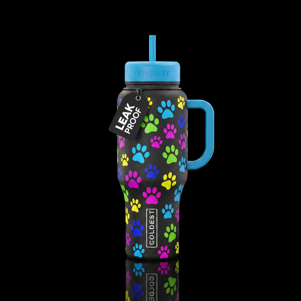 Colored paws 🐾 water bottle design