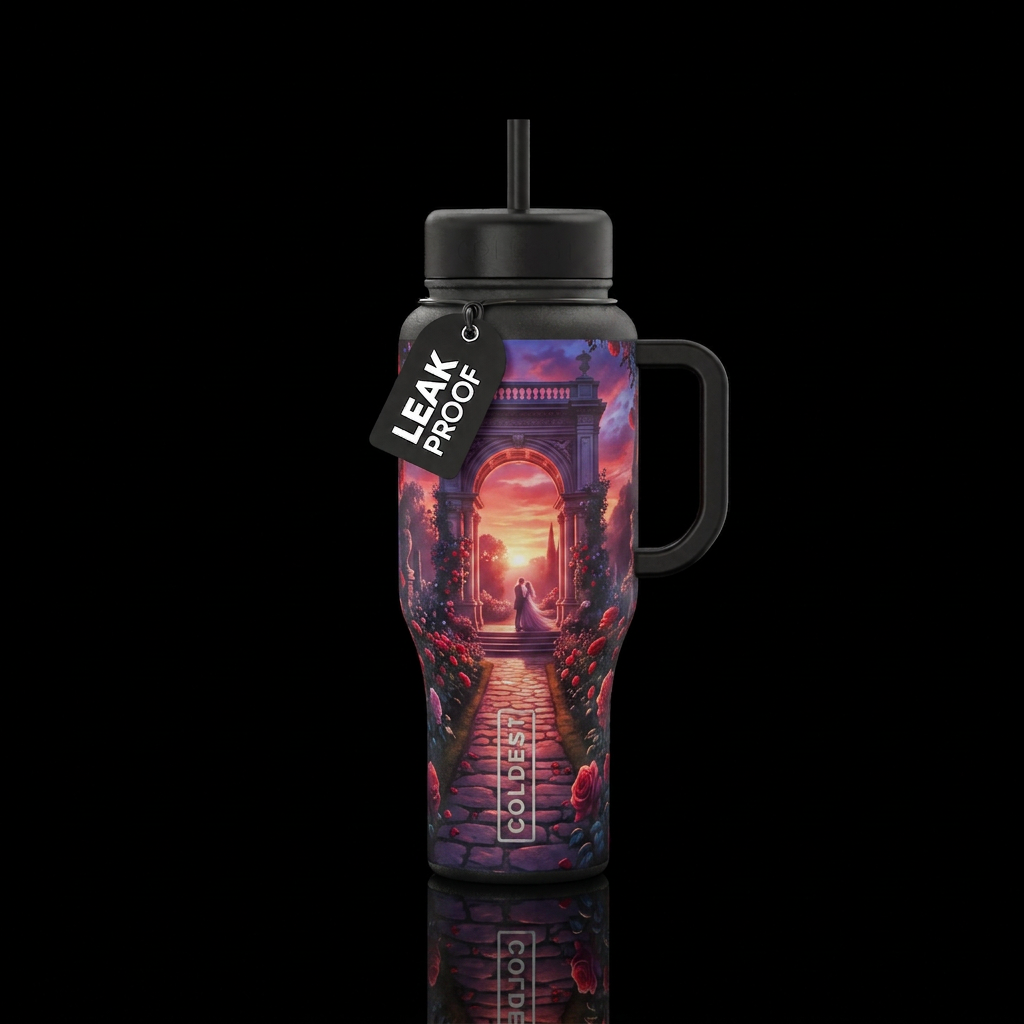 romantic, water bottle design
