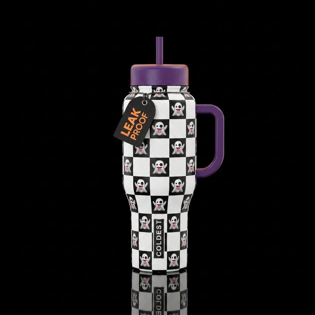 Checkered ghost 👻 water bottle design