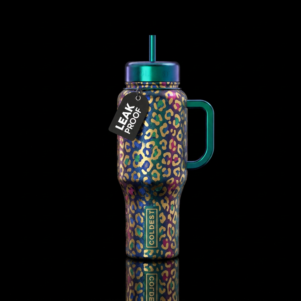 Colored leopard 🐆 water bottle design