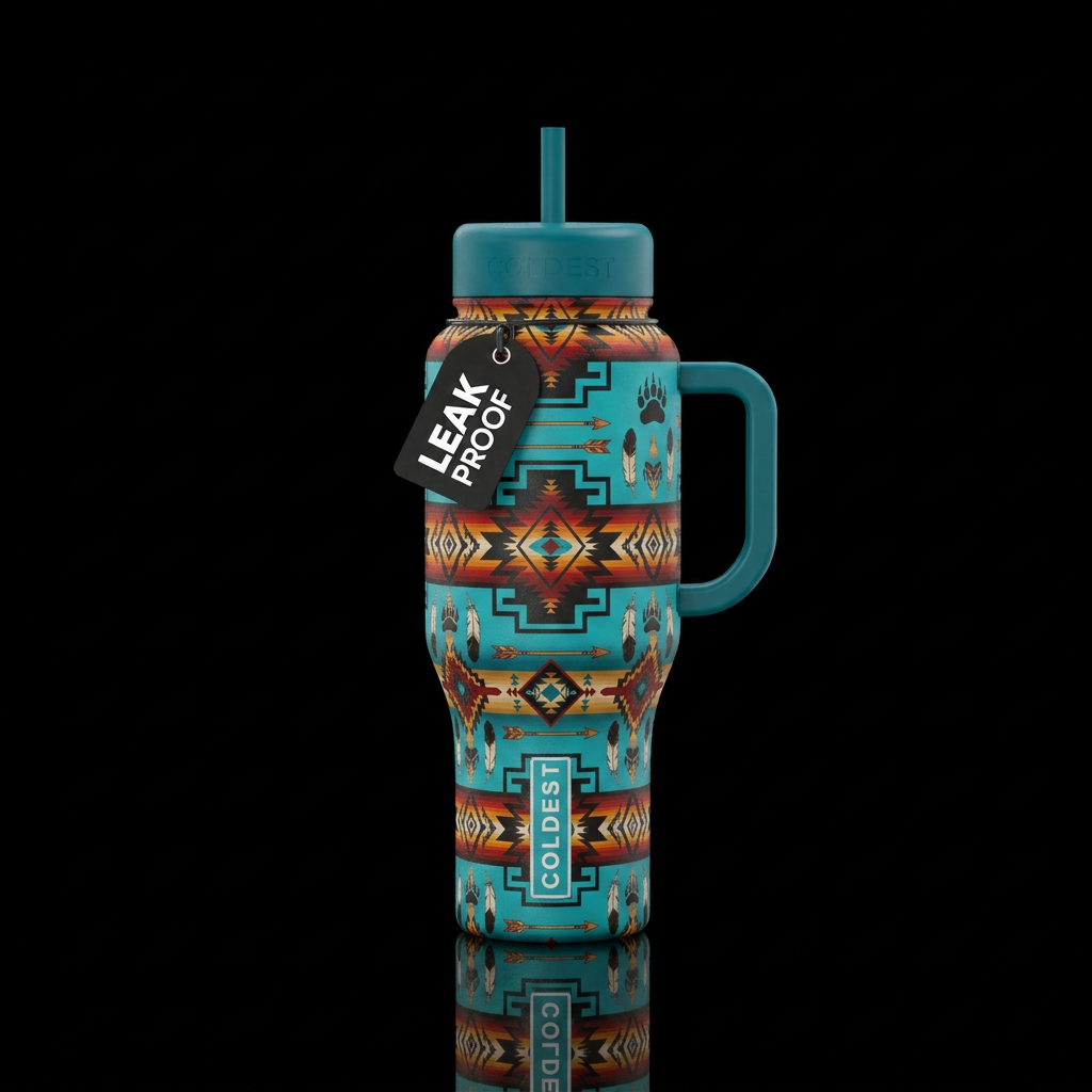 Native American pattern water bottle design