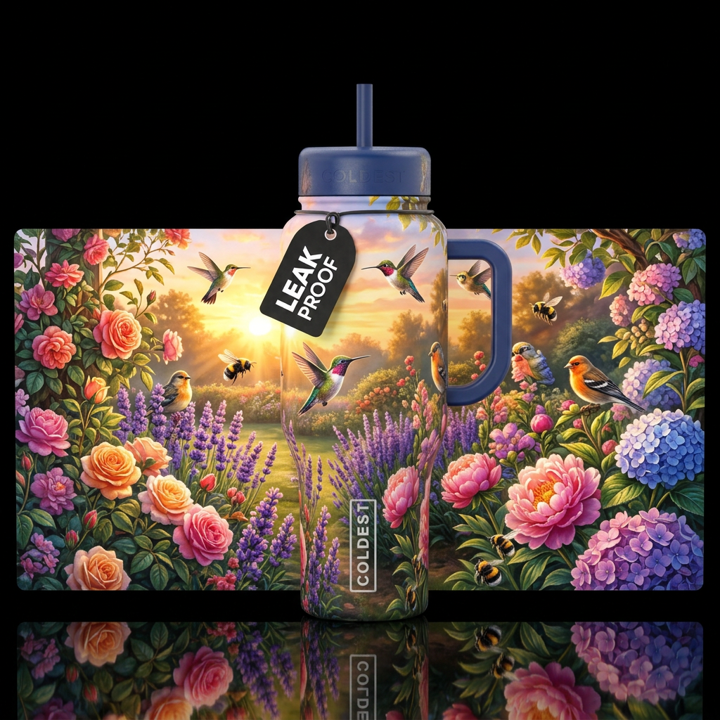 Flowers water bottle design