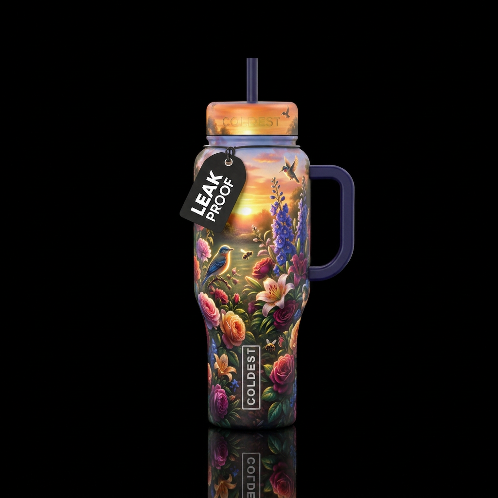 Flowers water bottle design