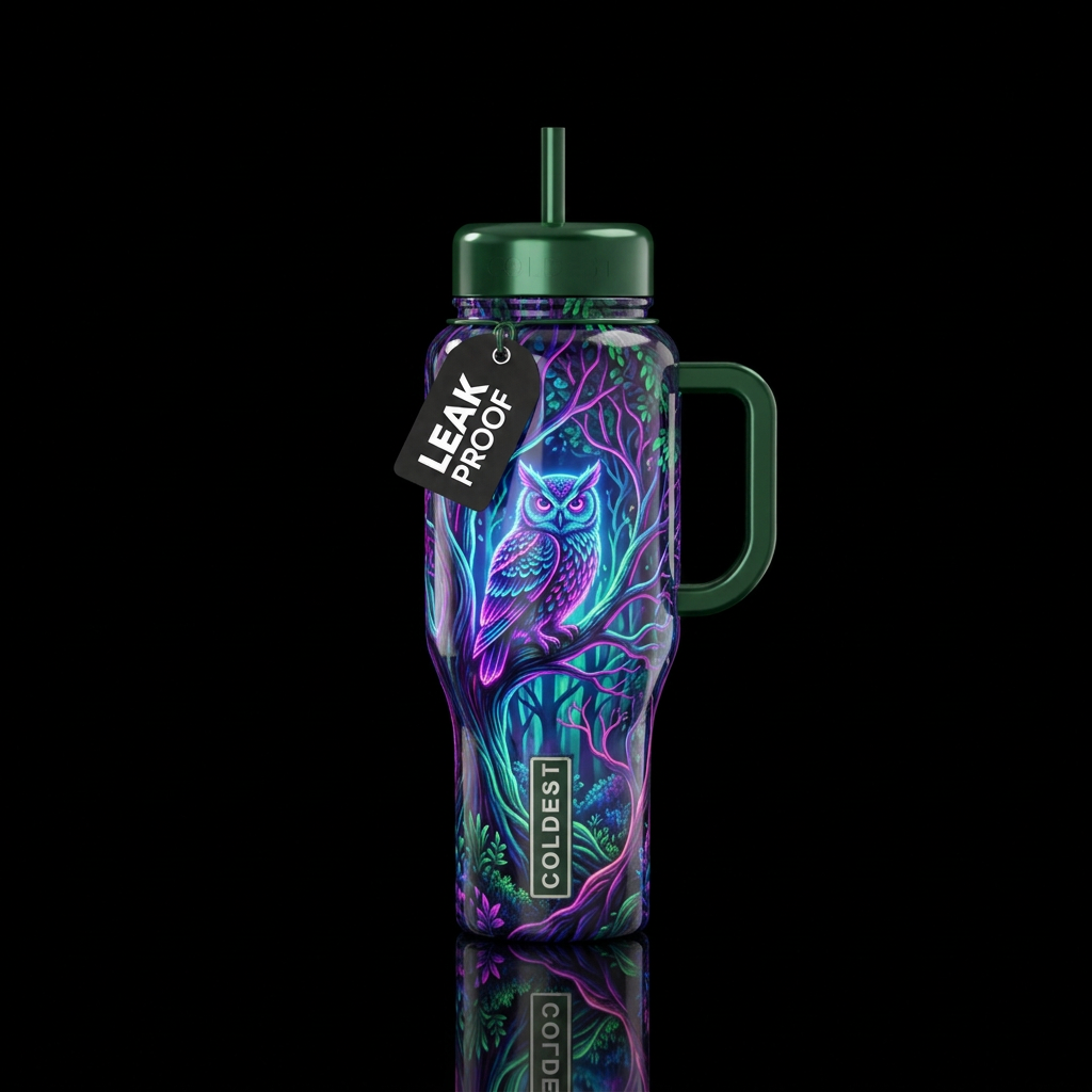 Glowie owl water bottle design