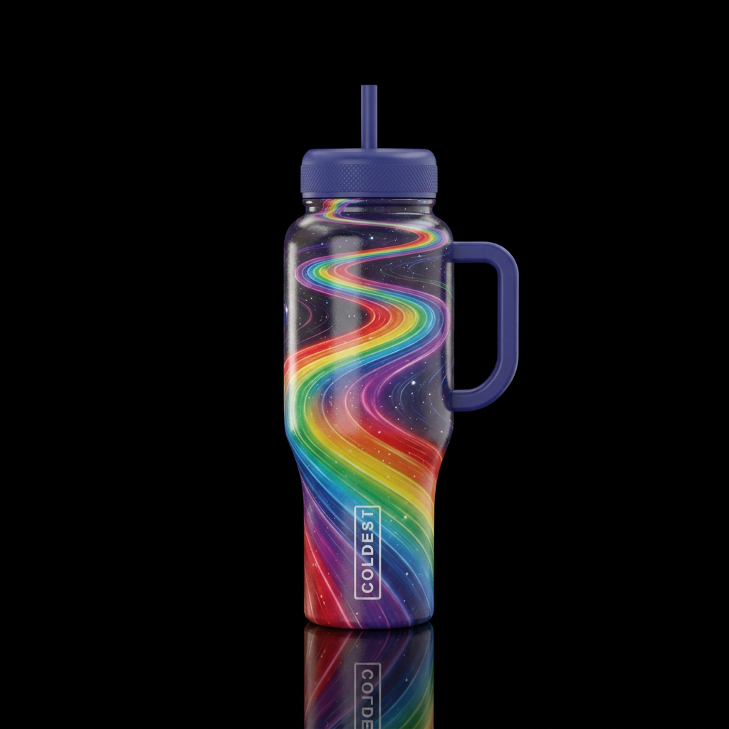 Rainbow road water bottle design