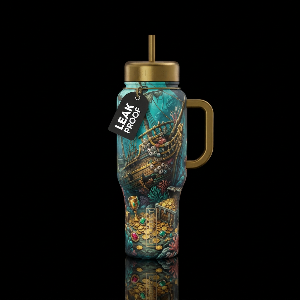 sunken treasure water bottle design