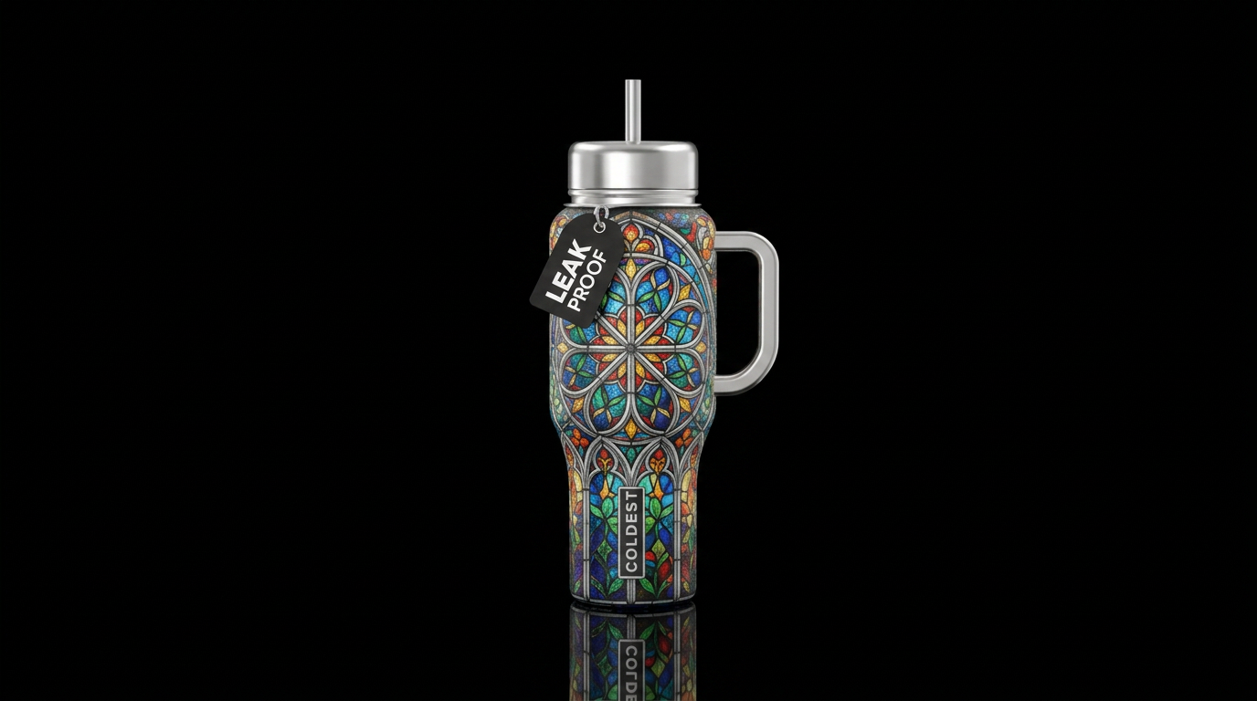 Stained glass water bottle design