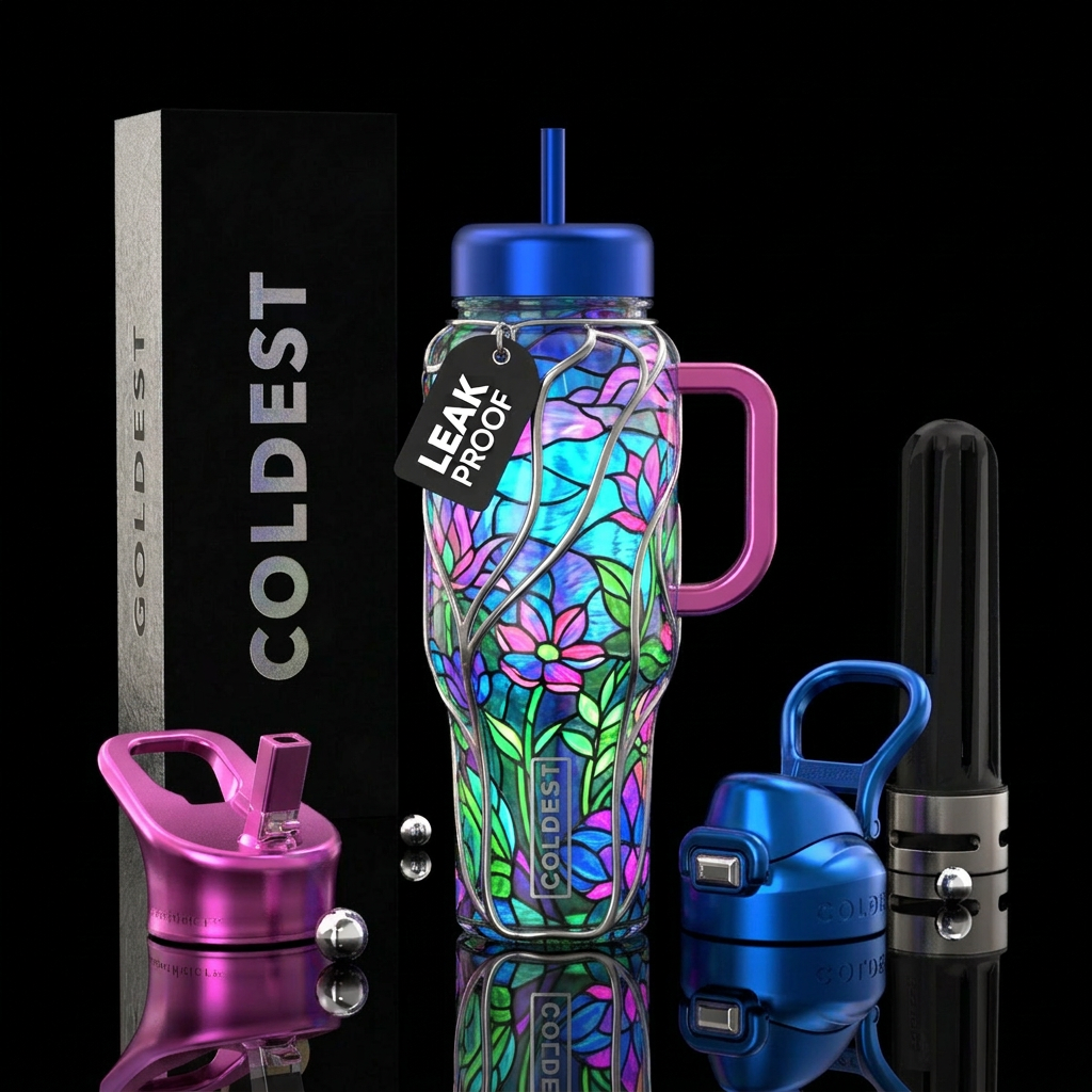 Stained glass water bottle design