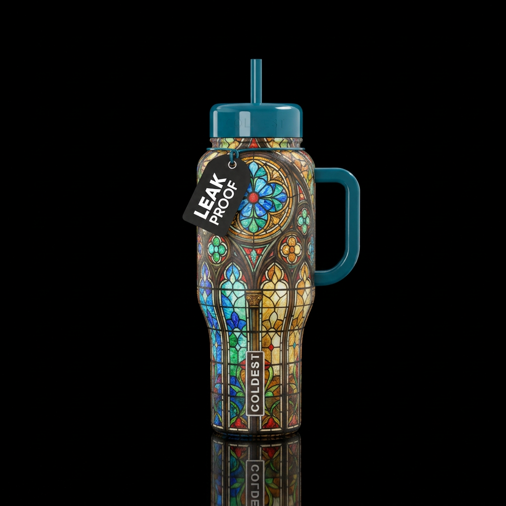 Church glass water bottle design