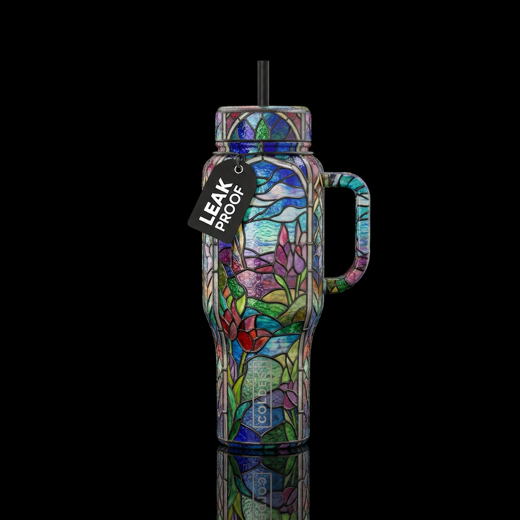 Glass art water bottle design