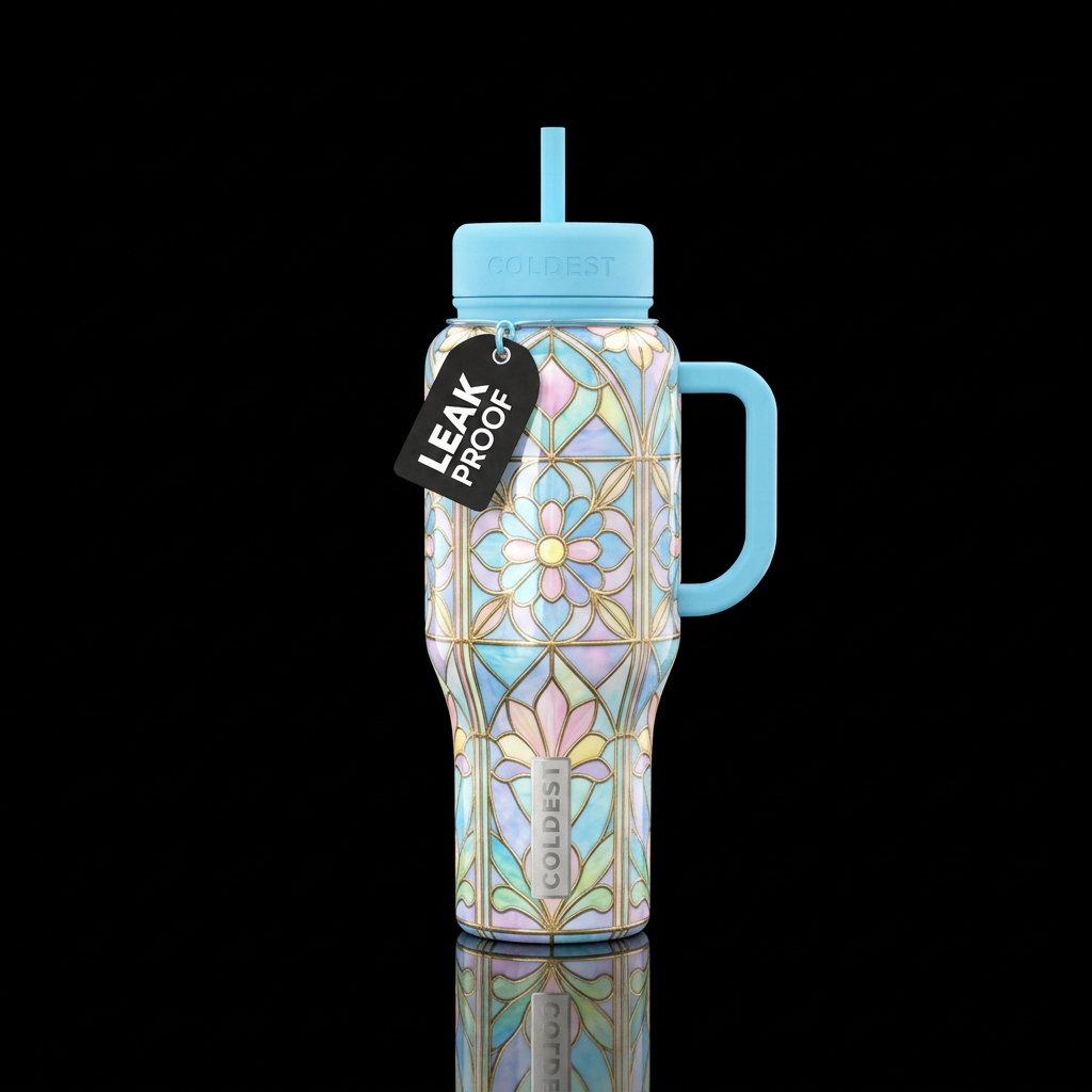 Stained glass water bottle design