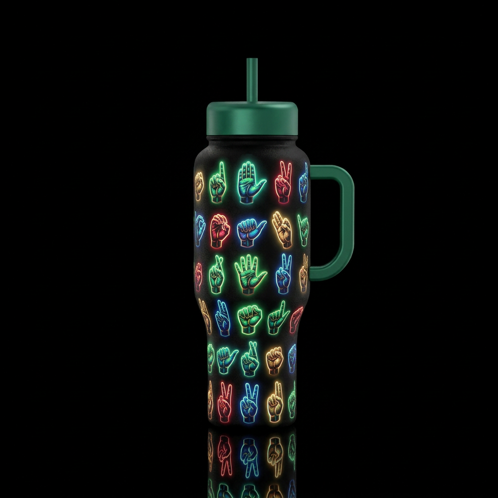 Sign language 🤟 water bottle design