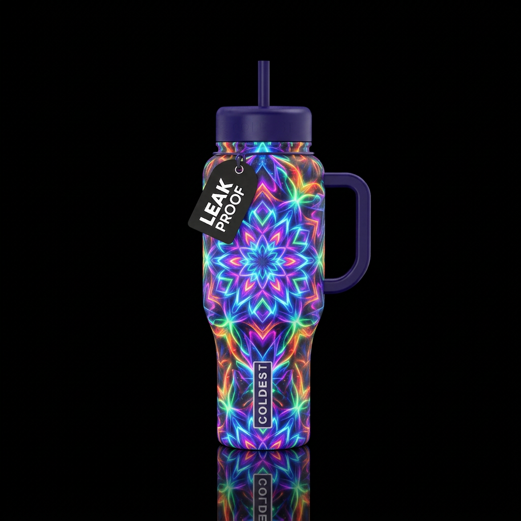 Glowie kaleidoscope water bottle design