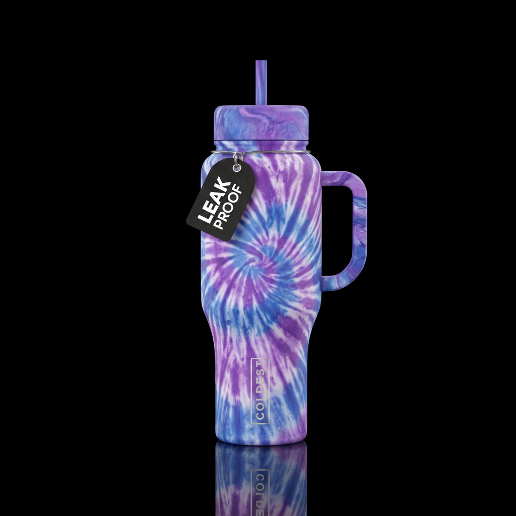 Tie dye swirl water bottle design