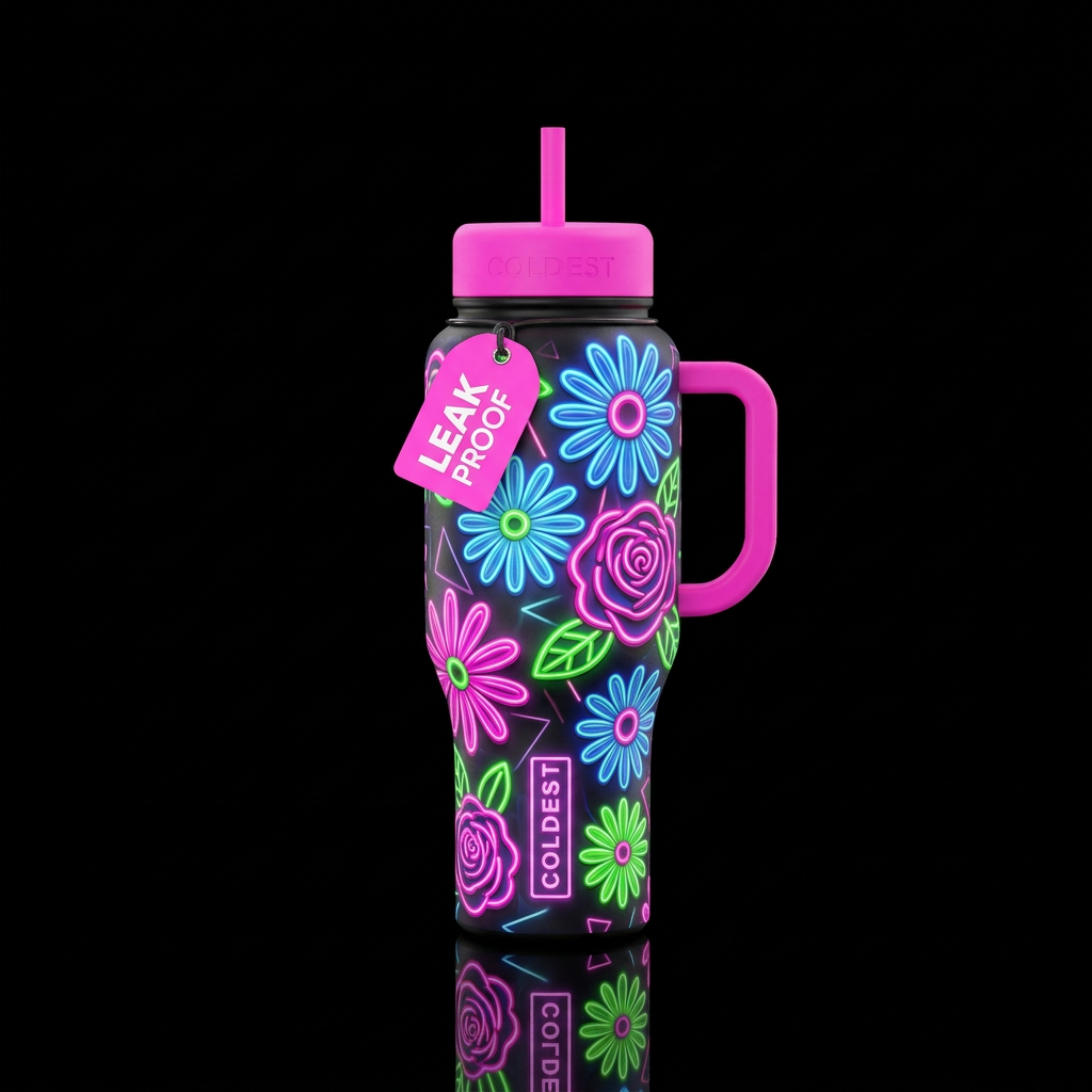 Glowie flowers water bottle design