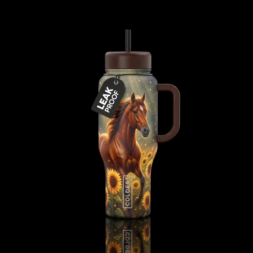 Sunflower horse water bottle design
