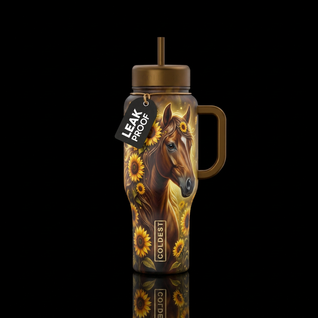 Sunflower horse water bottle design