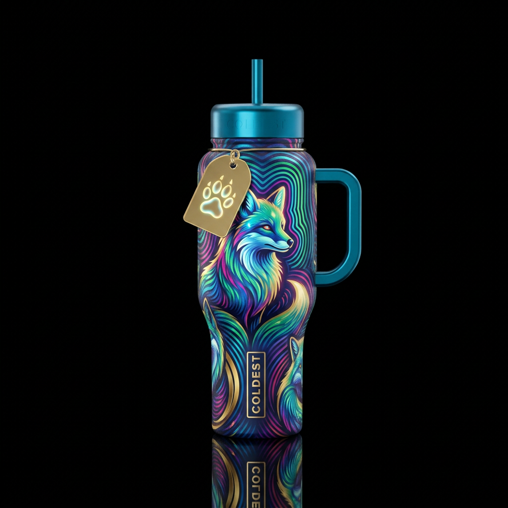Art wolf water bottle design