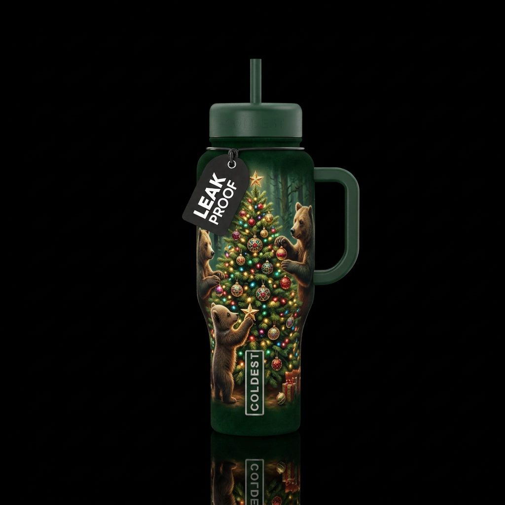 Christmas bears water bottle design