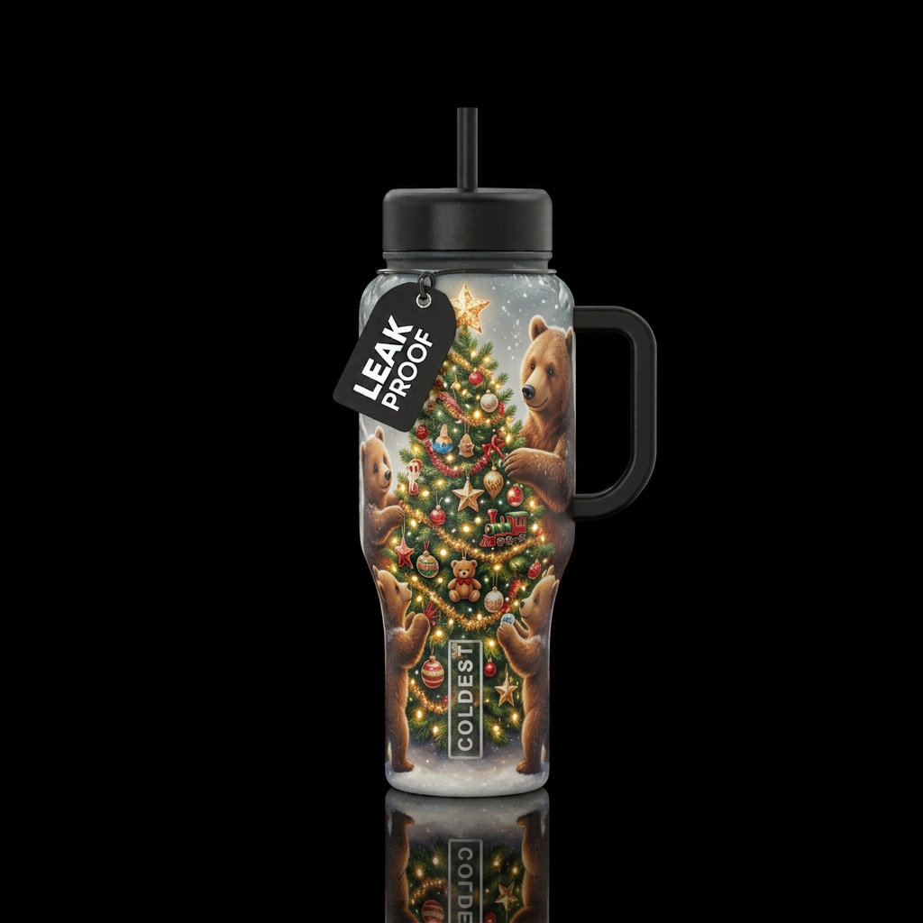 Christmas bears water bottle design