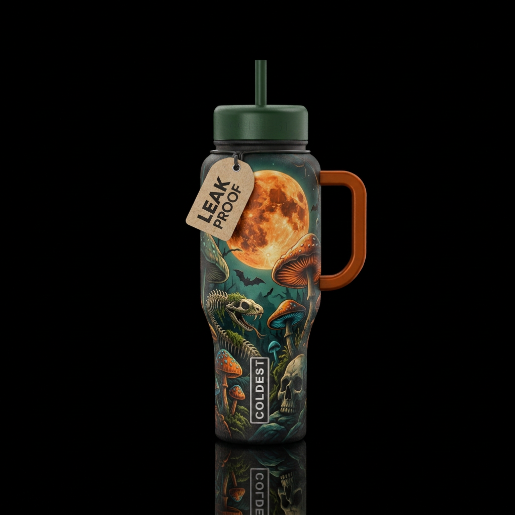 Spooky forest water bottle design