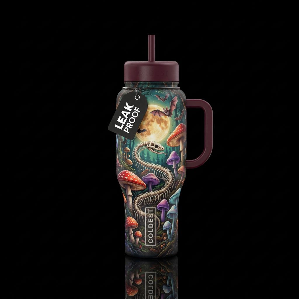 Spooky forest water bottle design