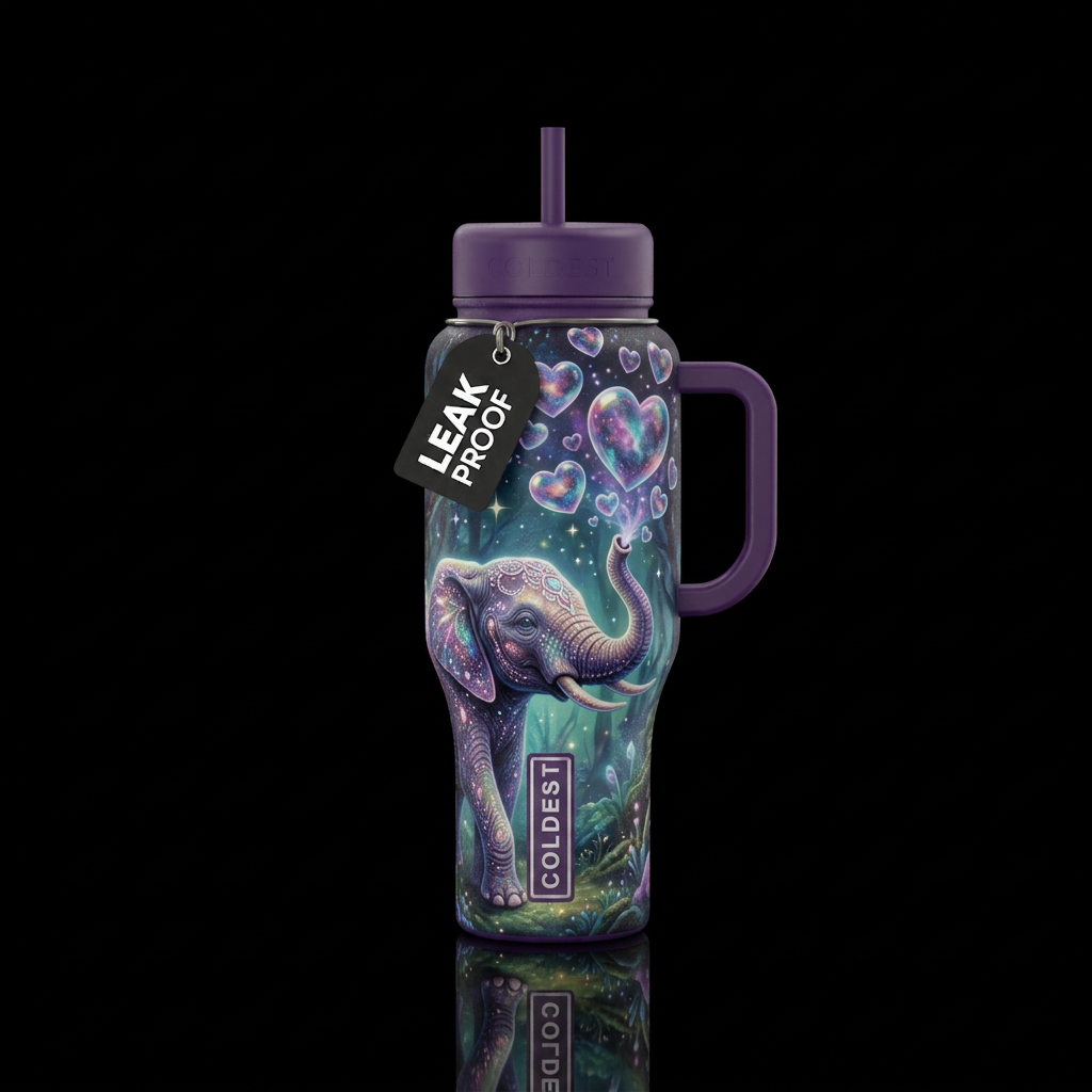 Elephant hearts water bottle design