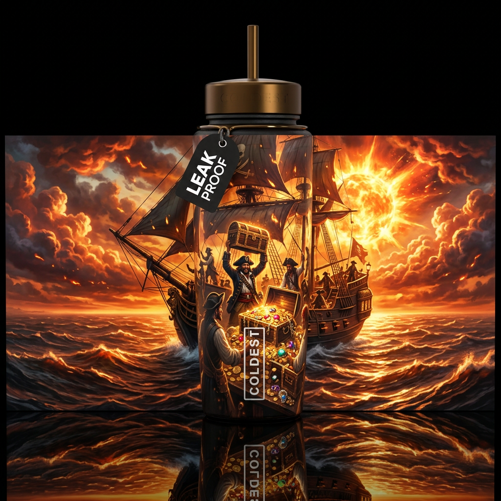 Pirate’s treasure water bottle design