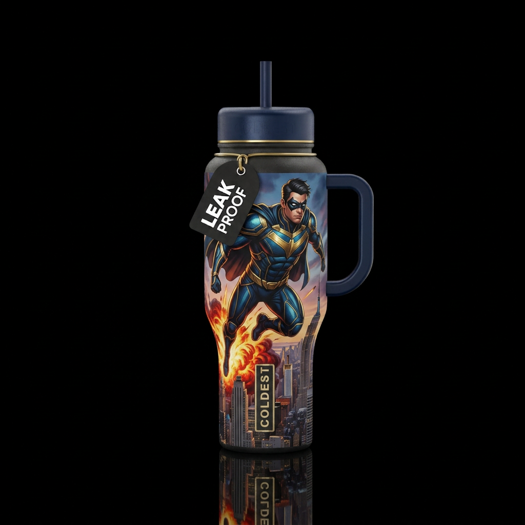 Superhero water bottle design