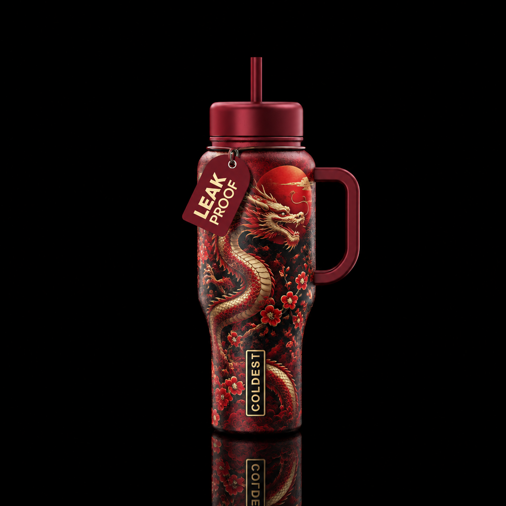 Lunar dragon water bottle design