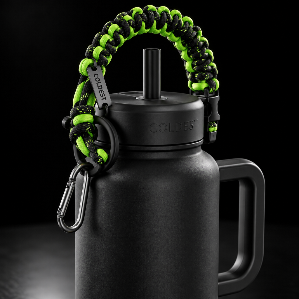 Green and black water bottle design