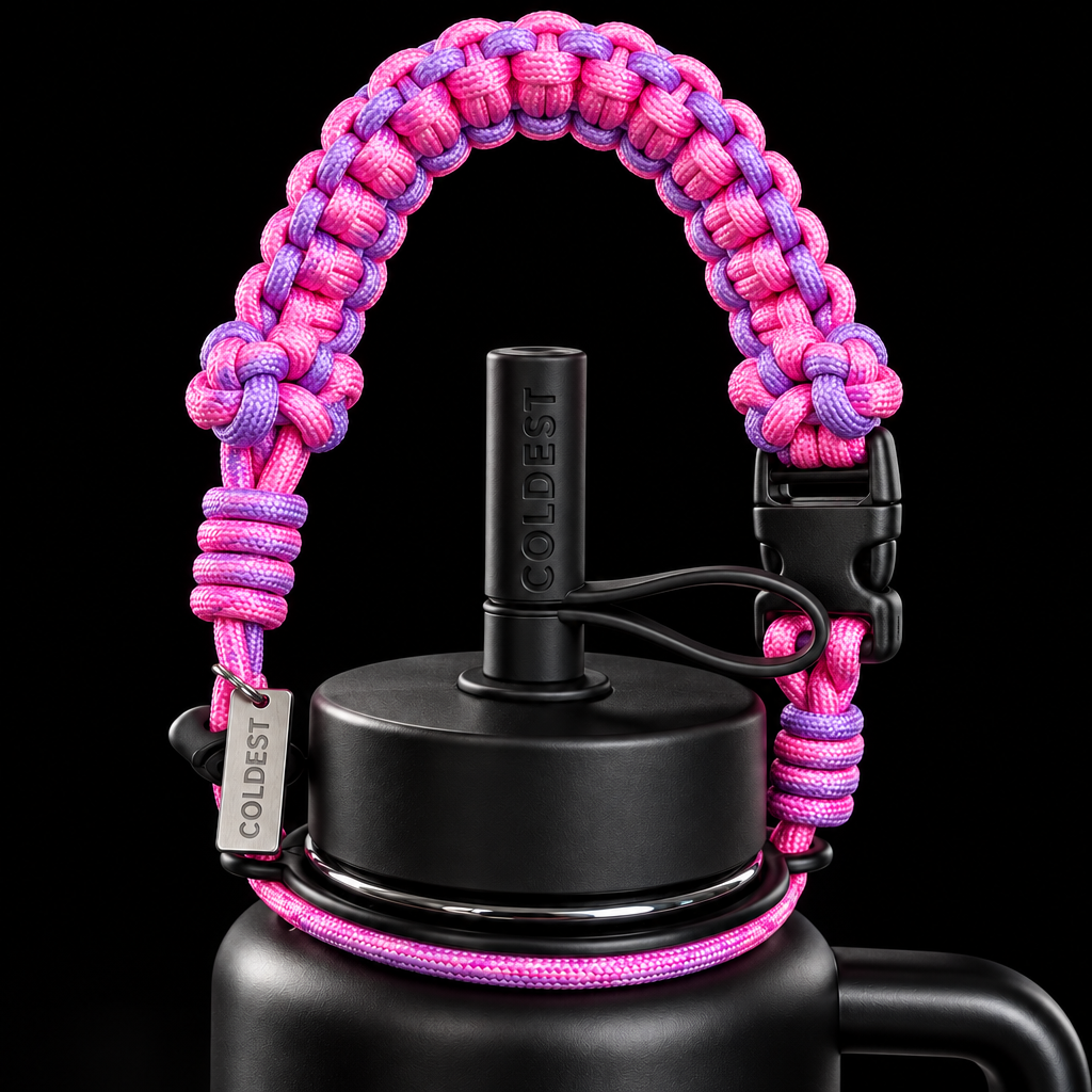 Pink and purple water bottle design