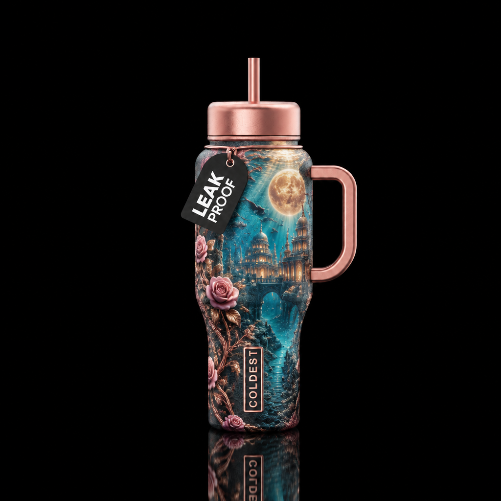 Underwater castle water bottle design