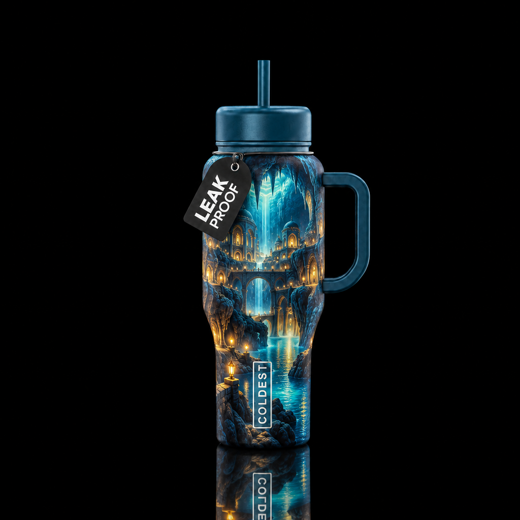 Underground city tunnels water bottle design