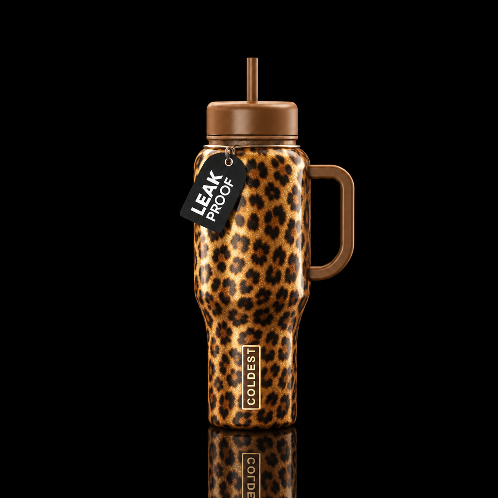 Leopard print water bottle design