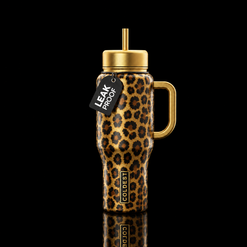 Leopard print water bottle design