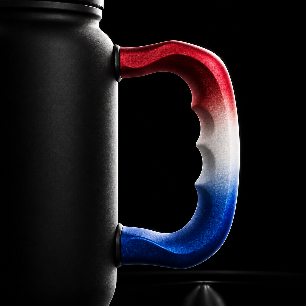 Red white and blue water bottle design