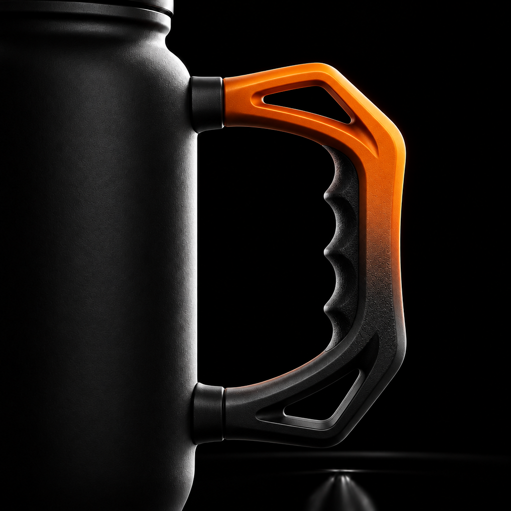 Orange and black water bottle design