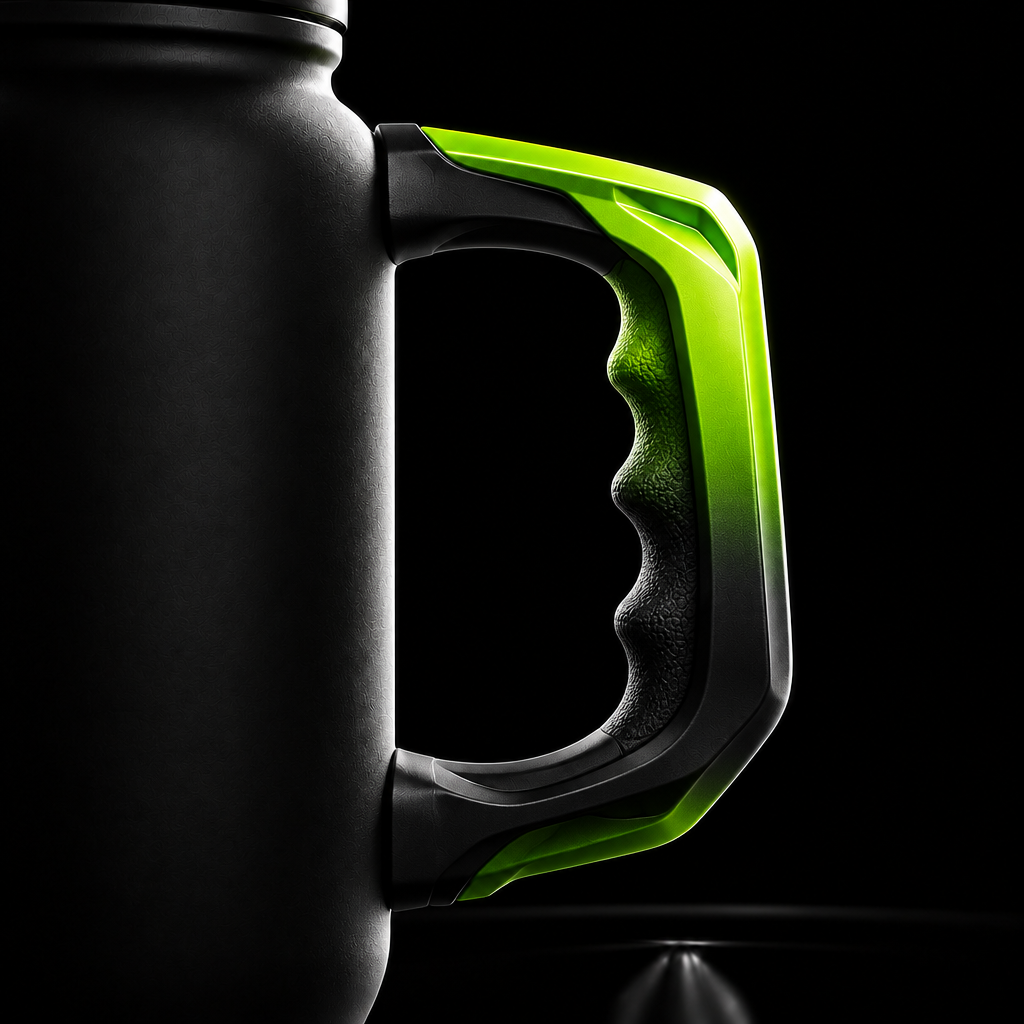 Green and black water bottle design