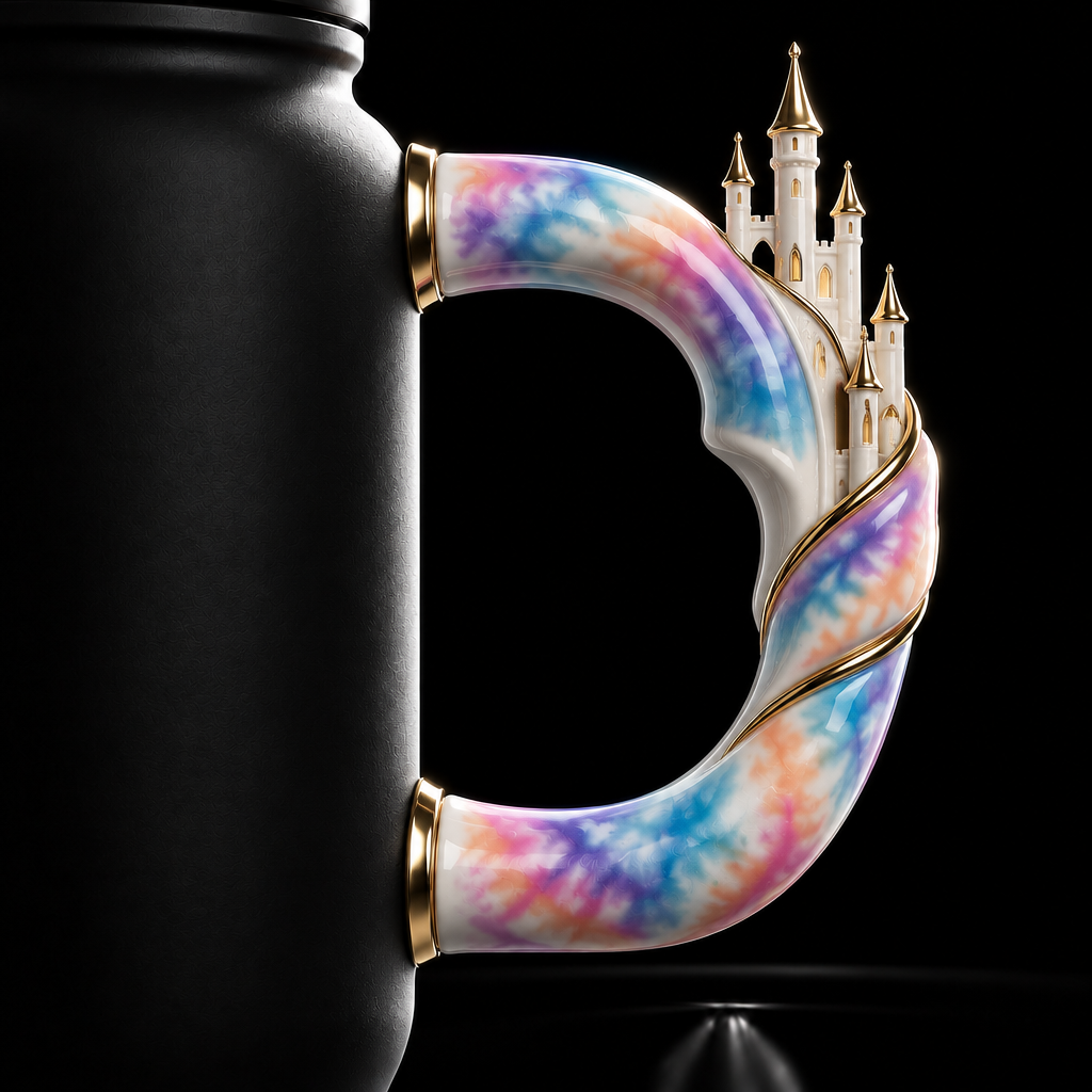 Tie dye castle water bottle design