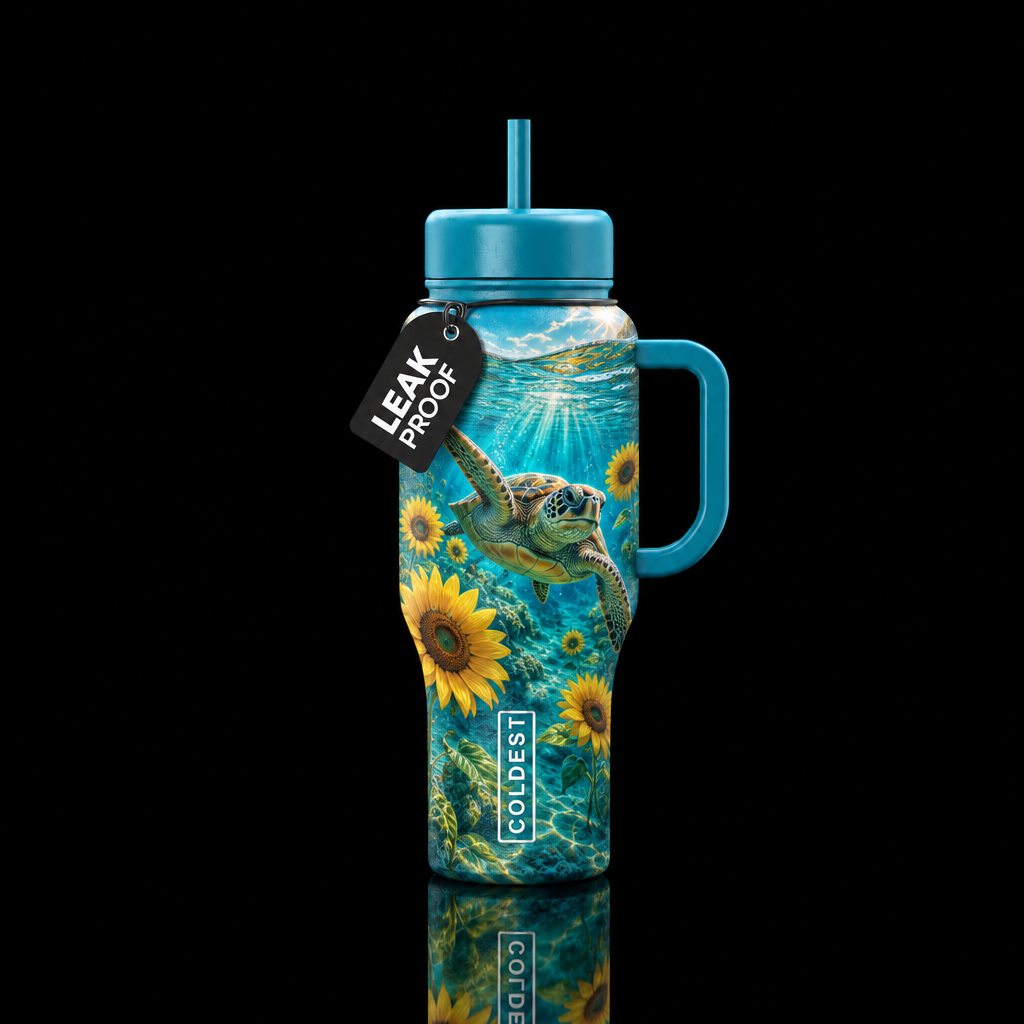 Sunflower turtle water bottle design