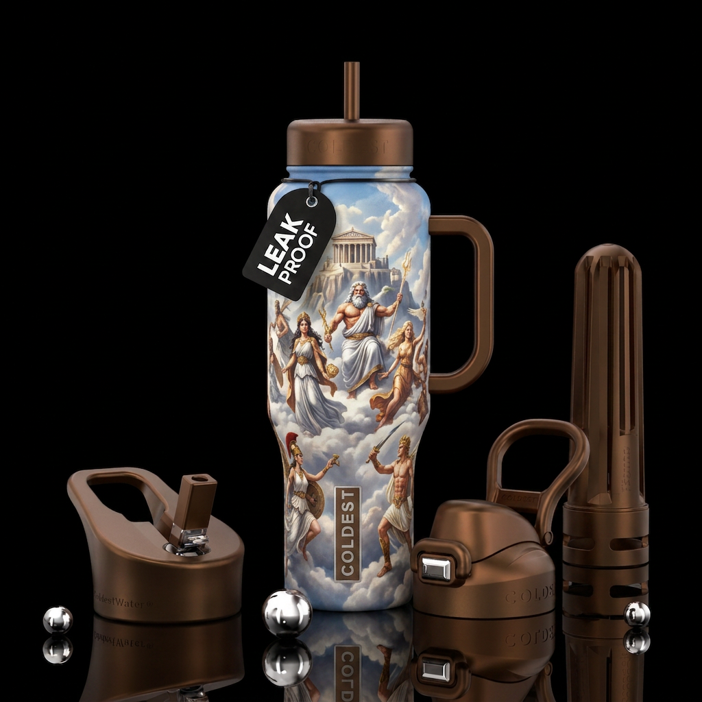 Mount Olympus, realism, Greek gods and goddesses water bottle design