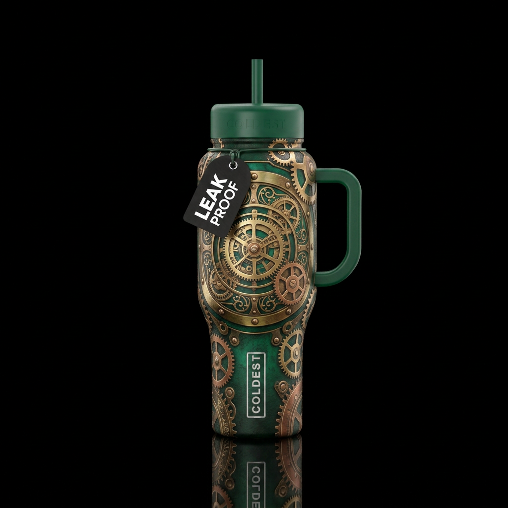 Steam punk inspired with emerald water bottle design